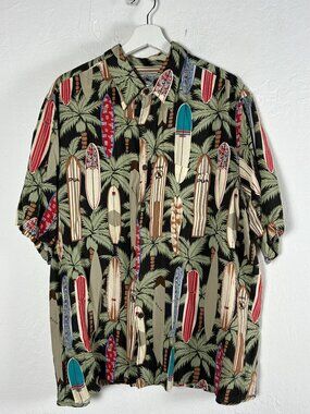 Vintage Reyn Spooner Mens Longboards Button Up Hawaiian Shirt XL Short Sleeve